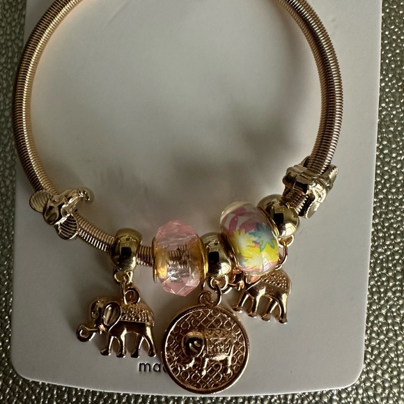 Elephant charm gold-tone bracelet - Picture 1 of 6